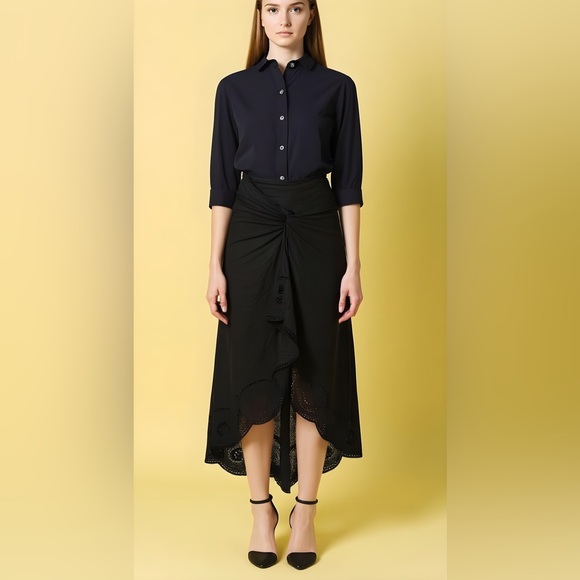 Brunello Cucinelli Elegant Black Midi Skirt